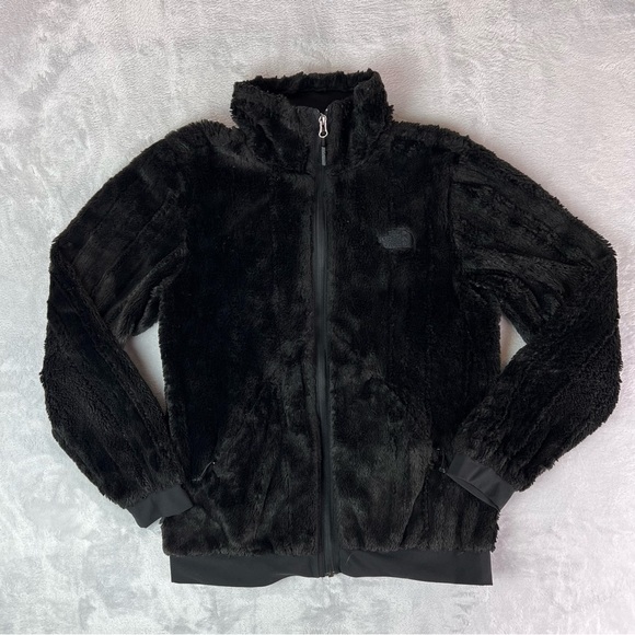 The North Face Osito Fleece Zip Up Jacket Women's Small Black Fuzzy Soft Pockets - Picture 1 of 15